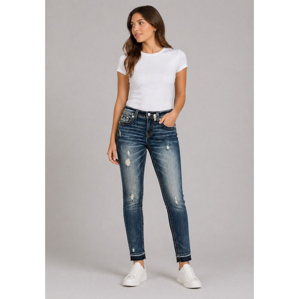 Miss Me Heaven Mid Rise Ankle Skinny Jeans Blue 26